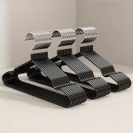10PCS SET Traceless Non-slip Metal Clothes Hangers With Grooves Heavy Duty Clothes Racks Household Storage Organizer For Bathroo