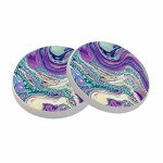 Ofloral Marble Texture Coasters For Drinks Purple Paint Fluid Mix Art Cups Place Mats For Home Decor Set Of 2 4 Inch