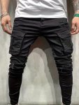 Men's Trendy Solid Slim Fit Cargo Pants With Side Pocket For Men's Outdoor Activities