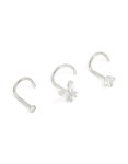 Surgical Steel Butterfly & Diamante Nose Studs 3-PACK