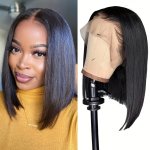 Zealady 13X4 Lace Front Wigs For Women Bob Style Straight Hair 180% Density Versatile Human Hair Wig Suitable For All People - N