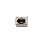 Rose Gold Enamel With Oval Natural Stones Black Agate Link