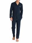 David Archy Mens Pajamas Set Soft Cotton Notched Collar Pajamas For Men Long Sleeve Mens Sleepwear With Pockets & Front Fly XXL