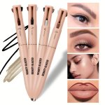 4-IN-1 Multi-functional Makeup Pen - Long-lasting Waterproof And Natural Highlighter Eyebrow Pencil Lip Liner And Eyeliner For A
