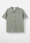 Cotton On Knitted Short Sleeve Shirt - Deep Sage pointelle