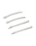 Silver Cubic Zirconia Mixed Shape Hair Slides 4-PACK
