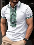 Geometry Pattern Men's Casual Comfy Fashion Fit Short Sleeve Shirt Mens Trendy Clothing