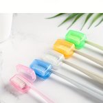 5-PACK Microfiber Bristle Manual Toothbrushes With Portable Travel Head Covers - Hygienic Antibacterial Toothbrush Protectors
