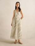 Lilian Wrap Linen Halter Midi Dress - 16 Tuxen Leaf