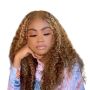 18 Curly Peruvian Hair Glueless 13X4 Frontal Lace Wig P4/27