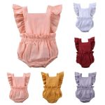 Solid Mid Ruffle Romper Mustard 3-6M