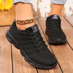 Women's Casual Sneakers Lightweight Non-slip Lace-up Knitted Walking Shoes Flexible Soft Sole Breathable Running Shoes
