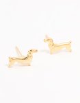 Goldair Gold Dachshund Stud Earrings