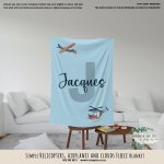 Personalised Fleece Blanket Simple Helicopters Airplanes And Clouds Fleece Blanket