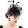 1PC Vintage Fascinator Headwear Flower Shaped Mesh With Faux Feather Hairpin Women Tea Party Wedding Party Hair Accessories