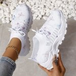 Women's Butterfly Pattern Sneakers Casual Lace Up Outdoor Shoes Breathable Knit Low Top Shoes