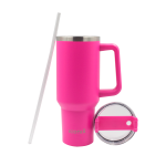 1.2L Stainless Steel Thermo Travel Flask With Handle - Hot Pink