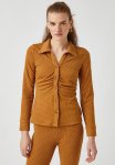 Buttoned Detailed Patterned Shirt - Brown Design