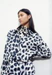 Satin Shirt - White leopard Print