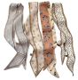 4 Pack Silk Hair Tie Scarf Set Brown Tones