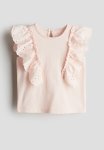Frill-trimmed Cotton Top - Light Pink