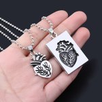 Anatomical Heart Couple Splice Pendant Matching Necklace For Lover Valentine's Day Jewelry Gift