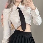Black Satin Tie - Detachable Pre-tied For Easy Matching With Jk Uniforms & Casual Shirts