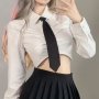 Black Satin Tie - Detachable Pre-Tied For Easy Matching With JK Uniforms & Casual Shirts