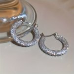 Sparkling Hoop Earrings Zinc Alloy Jewelry Vintage Elegant Style Geometric Female Earrings Suitable For Women Party Earrings