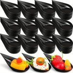 50PCS 10.16CM MINI Tear Drop Appetizer Plates Disposable Serving Plate Small Catering Dessert Tasting Cups Unbreakable Asian Spo
