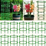 60PCS Green Plastic Flower Pot Stakes 10-LAYER Stackable Plant Support Rings Garden Plant Support Stakes For Potted Plants Garde