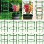 60PCS Green Plastic Flower Pot Stakes 10-LAYER Stackable Plant Support Rings Garden Plant Support Stakes For Potted Plants Garden Flower Support Hooks And Hangers