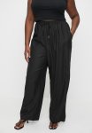 Plus Straight Leg Linen Pants In Black - Black