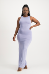 Melanie Open Back Maxi Dress With Slit - Persian Violet - M