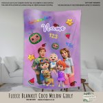Personalised Fleece Blanket Fleece Blanket Coco Melon Girly
