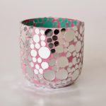 Pink Mosaic Glass Tealight Holder – 9X8CM