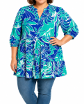 Ladies Printed Vneck Tunic - 60 Cblt grn