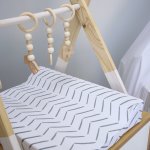 Changing Mat Cover Grey Herringbone Pattern