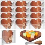 Filltouch 12 Sets Bridal Shower Favor Heart Cheese Charcuterie Board Knives Set With Wooden Heart Tags Serving Charcuterie Wood