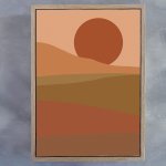 Colour Field Landscape Warm 1 Art Print - A2 Framed Canvas With Natural Wood Frame