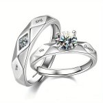 2PCS SET Exquisite Romantic Opening Rings Couple Rings For Lovers