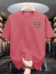 Bear Print Round Neck Comfortable Short-sleeve Shirt With New Men's Fashion Pattern Print Suitable For Casual Daily Outdoor Acti