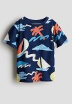 Printed T-Shirt - Dark Blue Boats