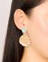 Goldair Gold Blue Circle & Swirl Drop Earrings