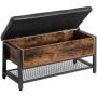 Foot Stool Storage Bench Bed With Padded Seat + Metal Shelf