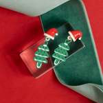 Christmas Tree Novelty Earrings Assorted Styles - Trees With Hats