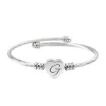 1PC Letter G Heart Engraved Stainless Steel Open Bracelet For Women