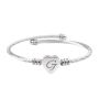 1PC Letter G Heart Engraved Stainless Steel Open Bracelet For Women