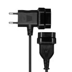 Switched Easy Cable Extender 2PIN Euro To T Shape Ac 2PIN Euro Socket 2M - Black