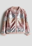 Sequined Bomber Jacket - Light Dusty Pink
